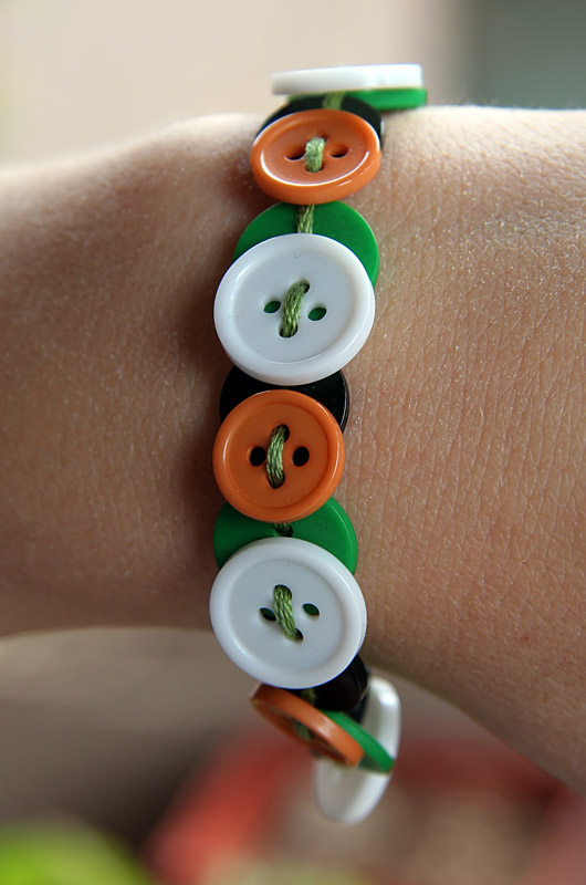 Orange, Green, White, Black buttons make up this handmade birthday gift from Khushboo Patel