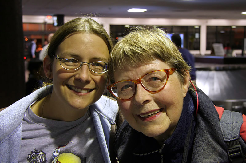 Caroline Wise and her mother Jutta Engelhardt as her mom lands in Arizona from Frankfurt, Germany