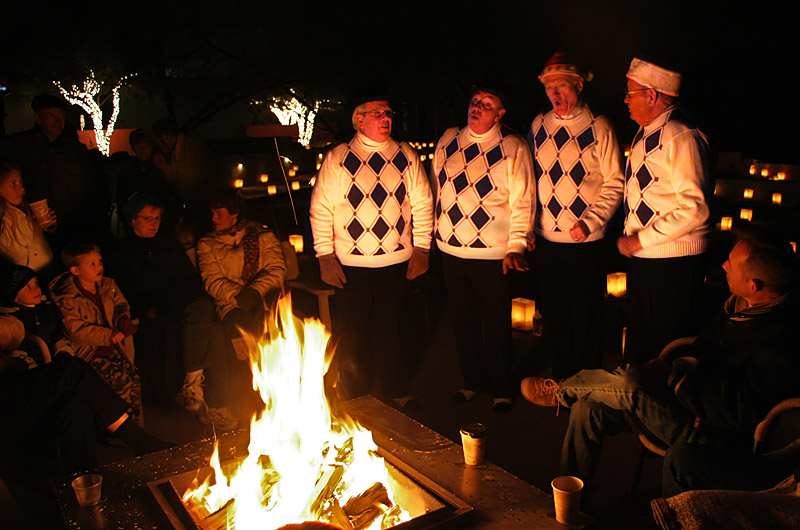 A Barber Shop Quartet performing at the Desert Botanical Garden in Phoenix, Arizona during the annual Las Noches de Las Luminarias