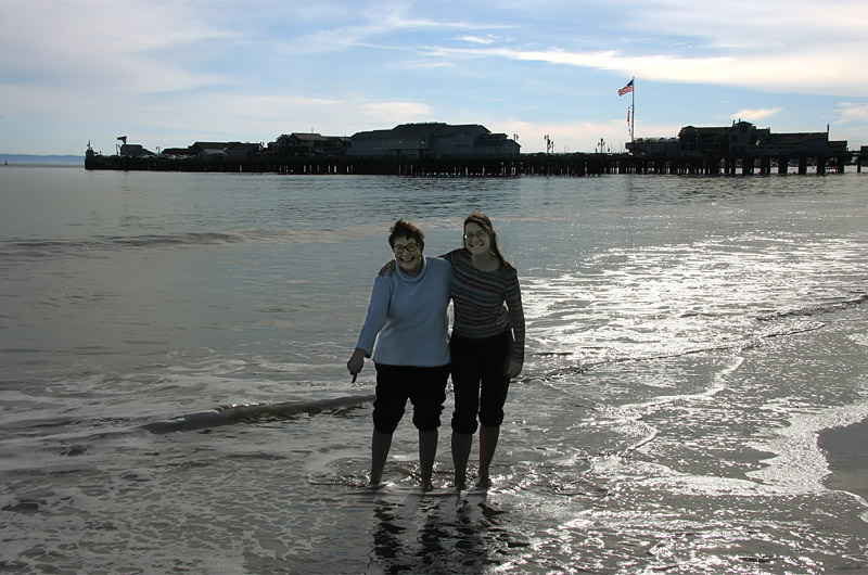 Jutta Engelhardt and Caroline Wise in the Pacific Ocean in Santa Barbara, California on Christmas Day