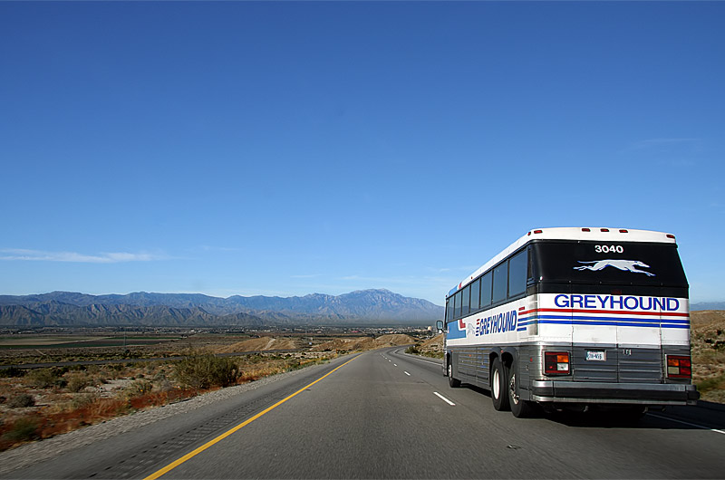 Interstate 10 travelling west through the desert east of Palm Springs in California