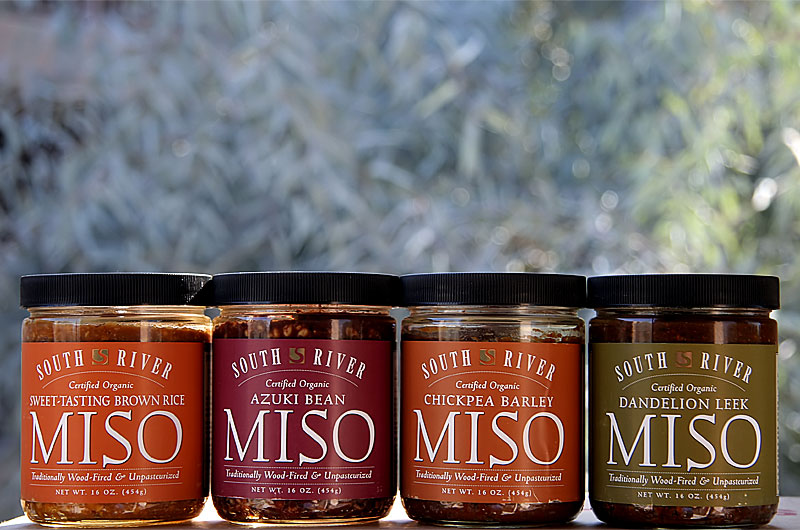 Four jars of Miso we received today from South River Miso in Conway, Massachusetts