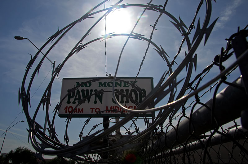 Razor wire providing an extra level of security for a Phoenix, Arizona business