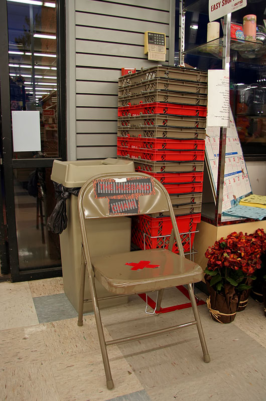 This is what I call superior service. A local store has added the 'husbands chair' near the entrance of the store, no more going deep into the confusion of such a disorienting maze called 'The Craft Store'.