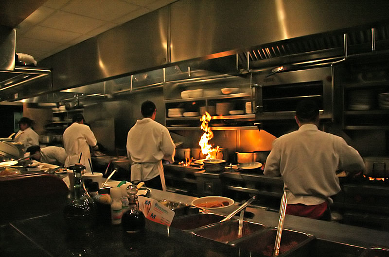 The kitchen at work as seen from the view from the pasta bar in Phoenix, Arizona