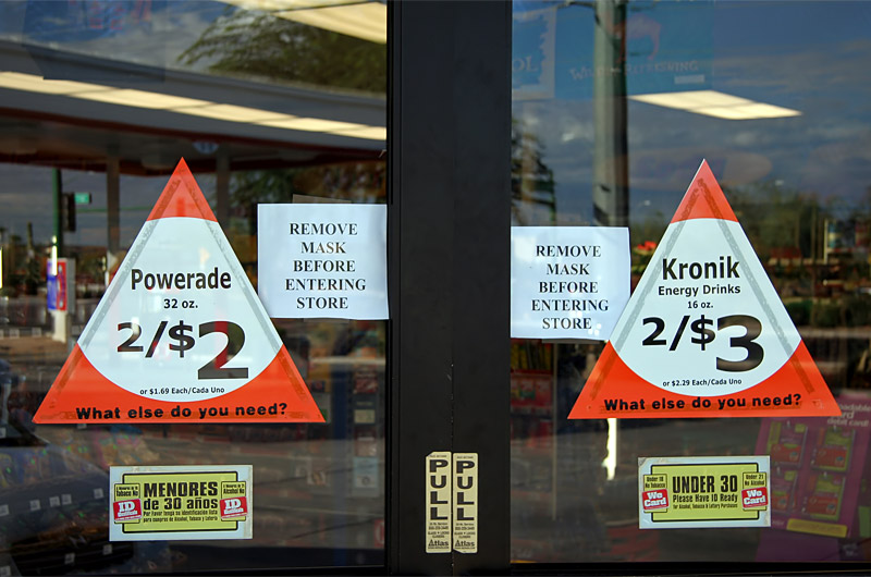 Local convenience store asking shoppers to remove mask before entering