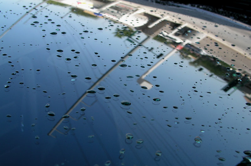 Cleaning the windshield of our Hyundai