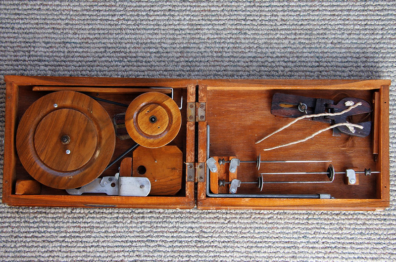 A Charkha, this is an Indian cotton spinning device made popular by Gandhi