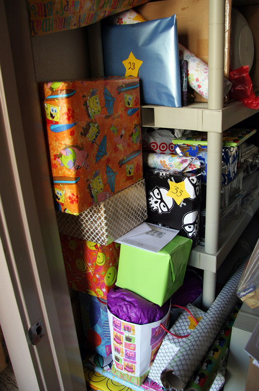 Gifts hiding in the closet