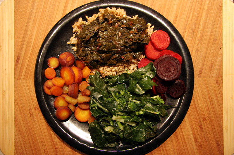 A plate of veggies for dinner from Tonopah Rob's Vegetable Farm