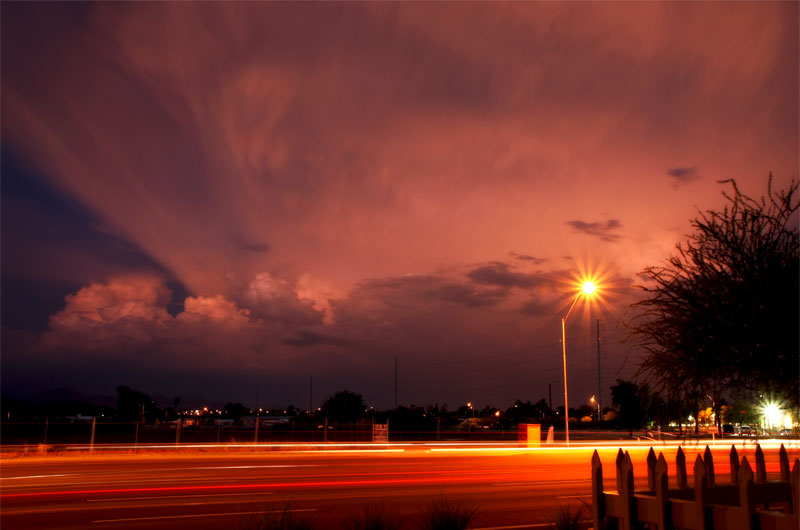 Monsoon clouds on the horizon approaching Phoenix