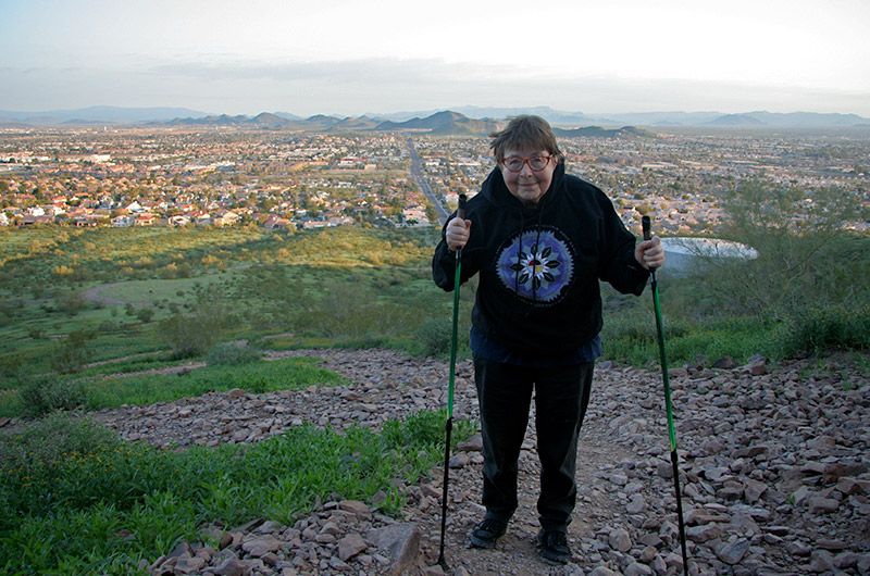 Jutta Engelhardt hiking up North Mountain in Phoenix, Arizona