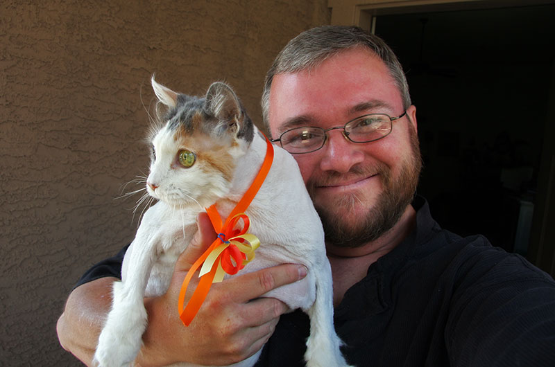 Murphy and John both had haircuts today, only Murph got a pretty bow for her participation.