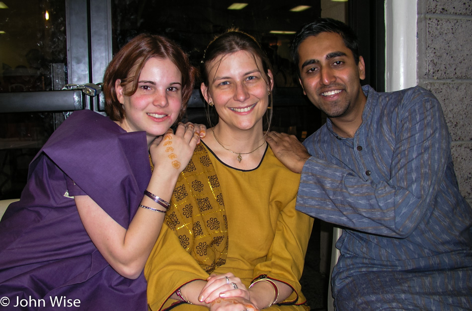 Jessica Wise, Caroline Wise, and Jay Patel at Garba in Phoenix, Arizona