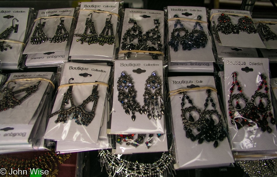 Earring selection at Bangle Bazaar in Little India - Artesia, California