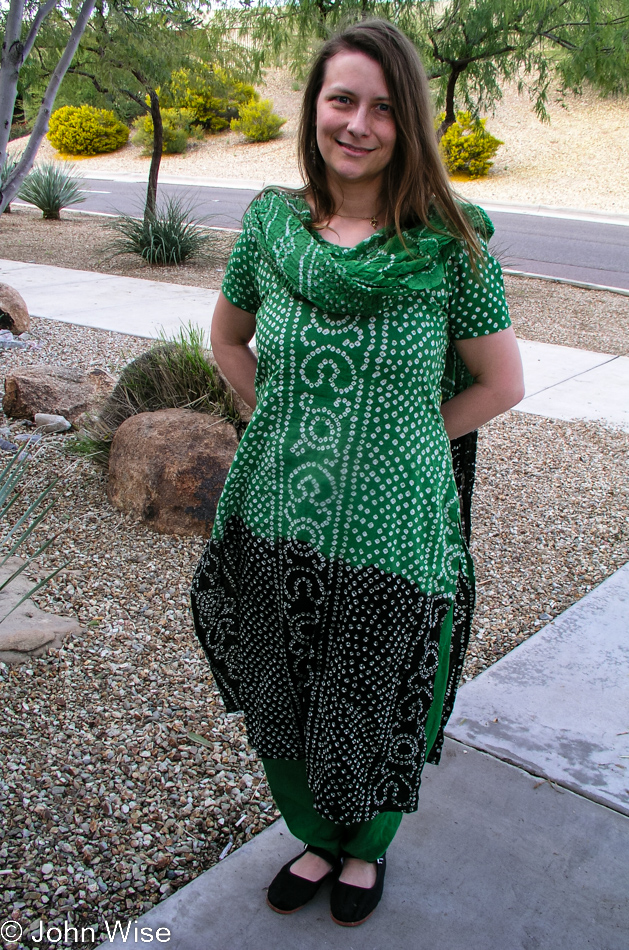 Caroline Wise wearing a salwar kameez in Phoenix, Arizona