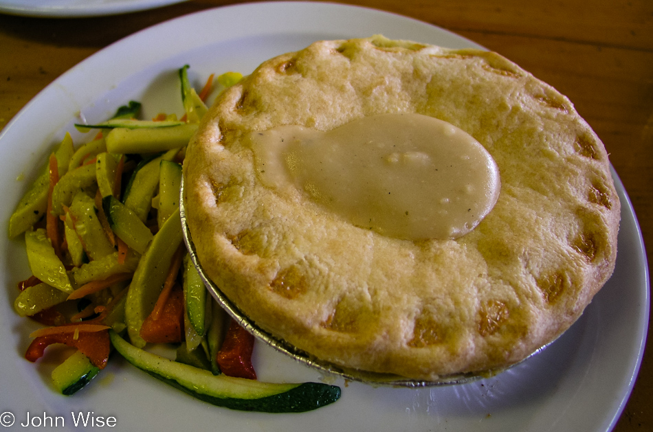 Lunching on a chicken pot-pie at Young's Farm in Dewey, Arizona
