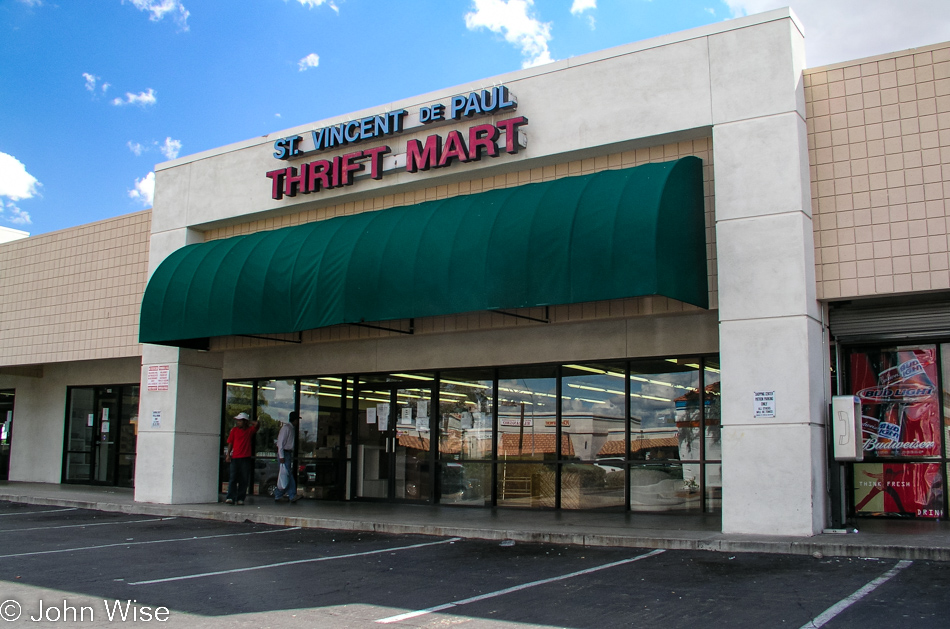 Saint Vincent De Paul Thrift Mart in Phoenix, Arizona today received a shopping cart and a half of stuff from Caroline and I