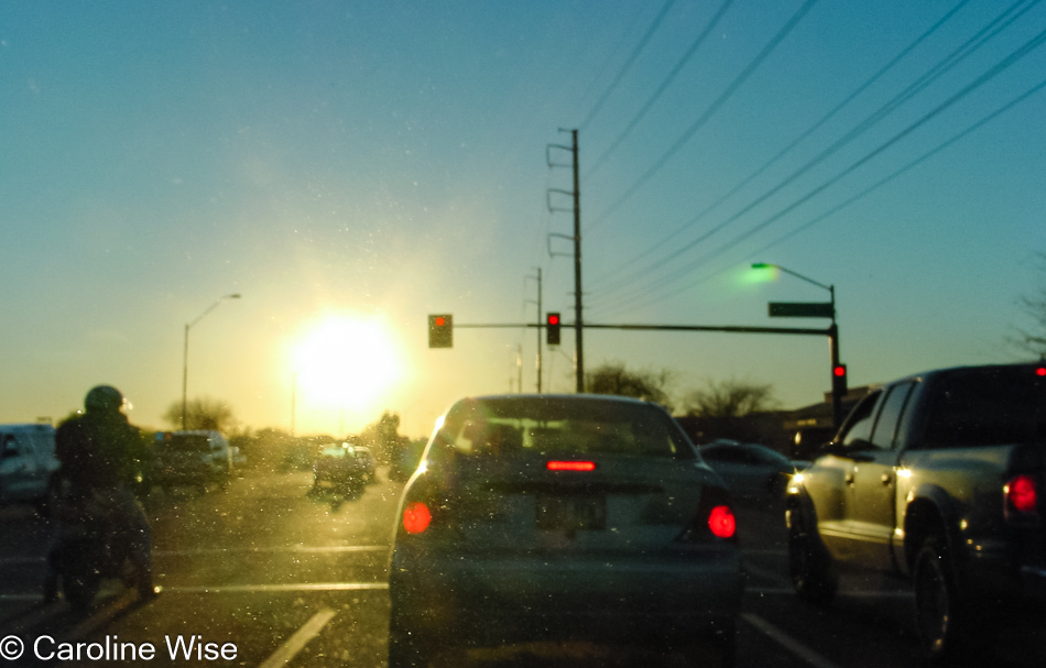 Driving home on Union Hills Road about 6:00 PM in Phoenix, Arizona