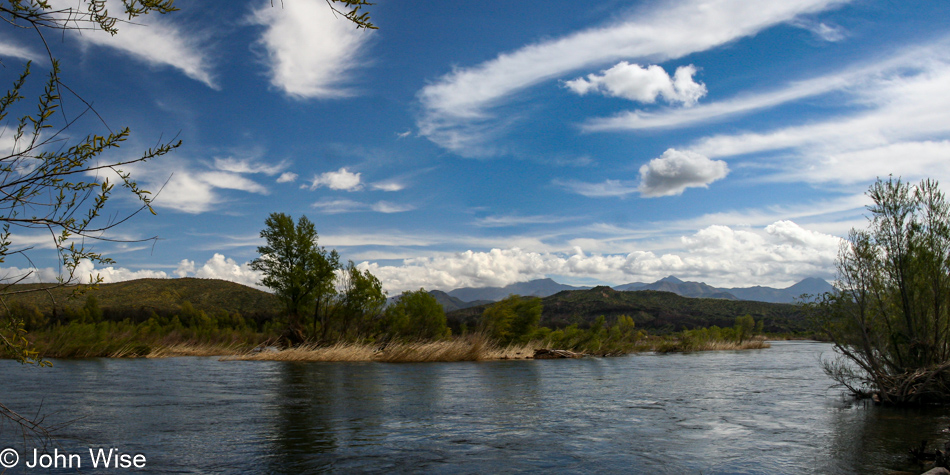 The Verde River flowing down to Bartlett Lake near Cave Creek, Arizona