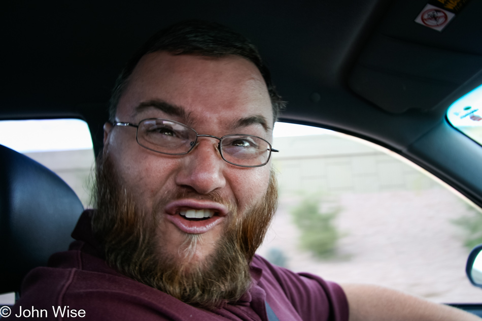 John Wise driving the car