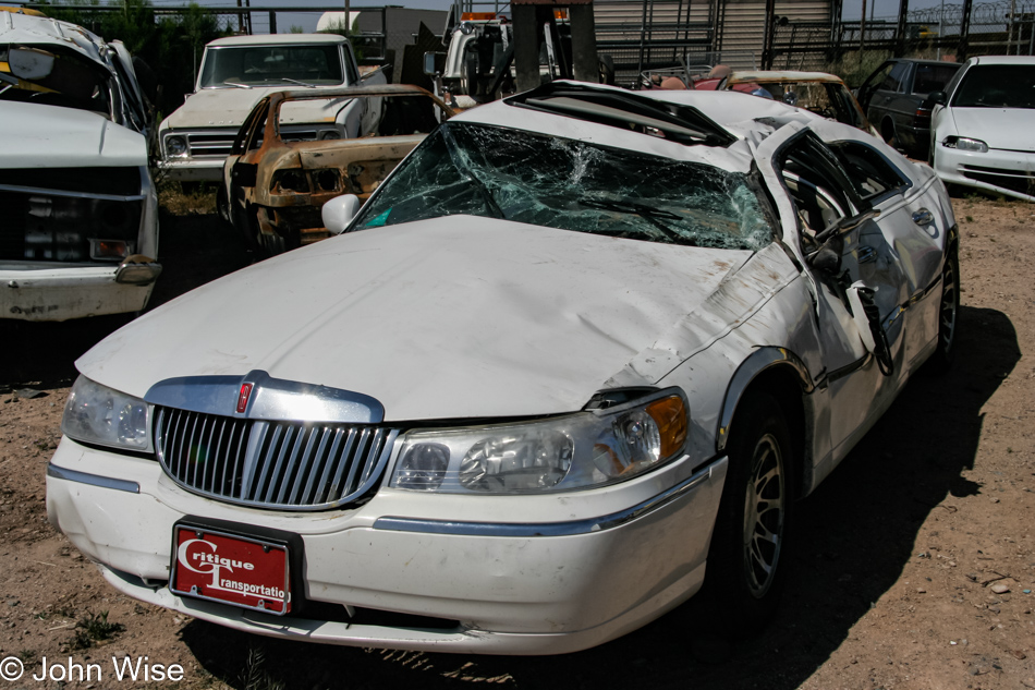 My mother's car after she rolled it in Phoenix, Arizona