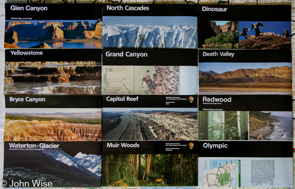 Brochures from the National Parks we visited on our vacation.