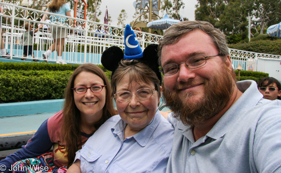 Caroline Wise, Jutta Engelhardt and John Wise at Disneyland in California