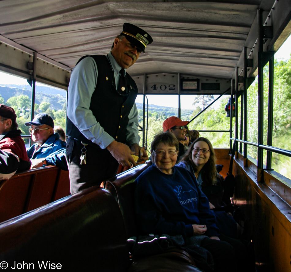 Jutta Engelhardt and Caroline Wise on the Durango & Silverton Steam Train in Colorado