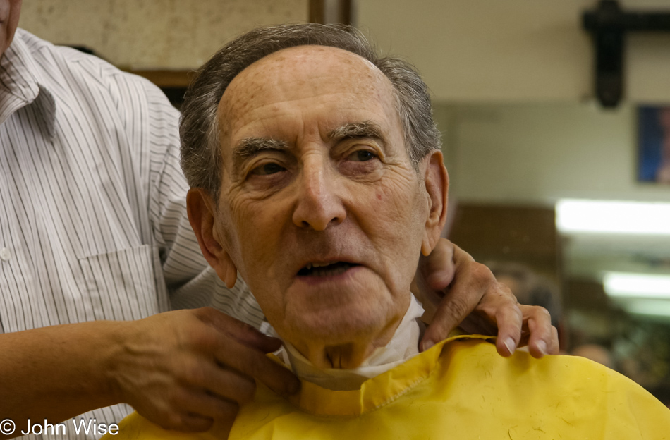 My grandfather Herbert Kurchoff at the barber's in Phoenix, Arizona