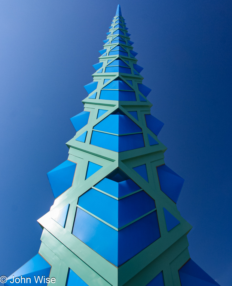 The Frank Lloyd Wright designed Sword of Damocles stands over Scottsdale, Arizona