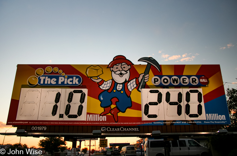 Billboard for the Powerball lottery in Phoenix, Arizona