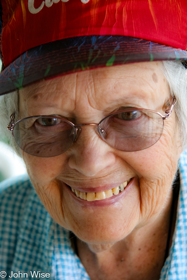 My Great-Aunt Eleanor Burke sitting in the sun in Peoria, Arizona