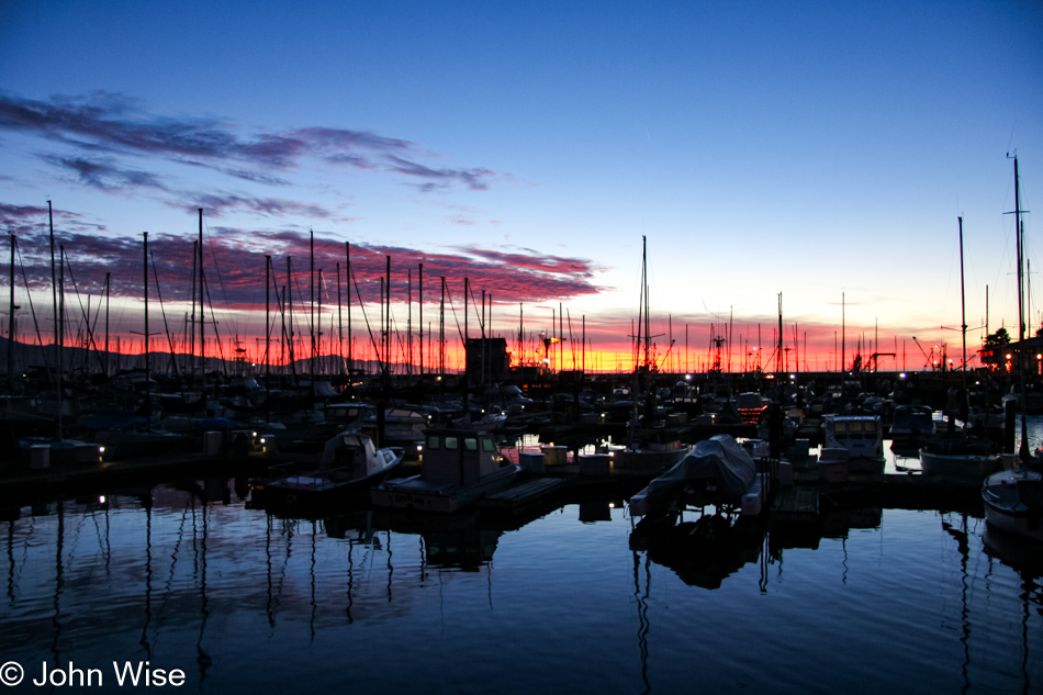 Sunrise at the Santa Barbara Harbor in California