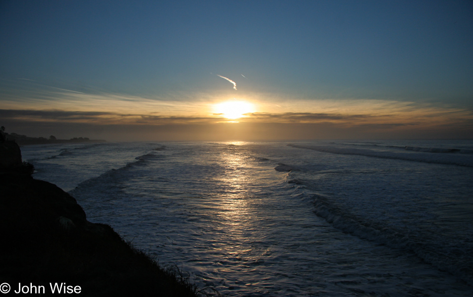 Heavy surf at daybreak at Isla Vista in Santa Barbara, California