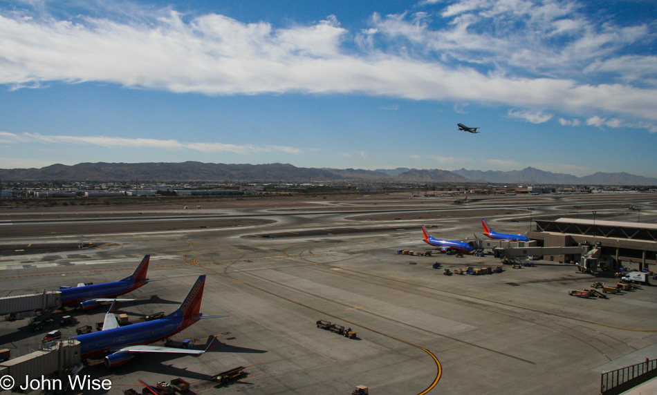 A plane taking off from the Phoenix Sky Harbor International Airport in Arizona