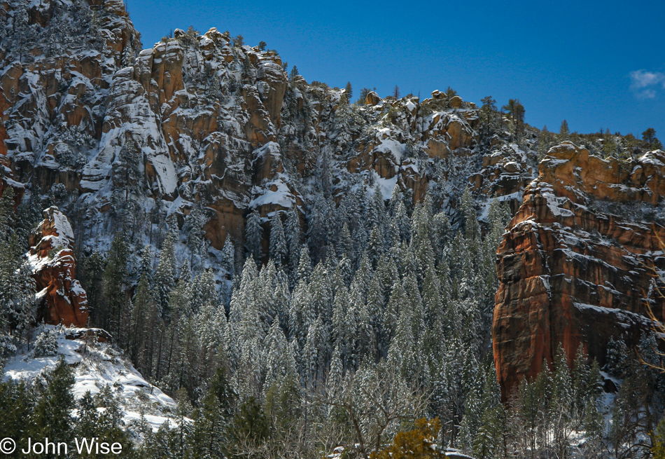 A snowy day in Oak Creek Canyon, Arizona