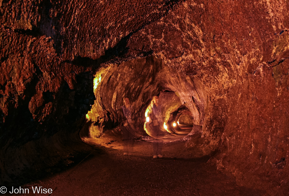 Caroline Wise in the Lava Tube at Volcanoes National Park on the Big Island of Hawaii