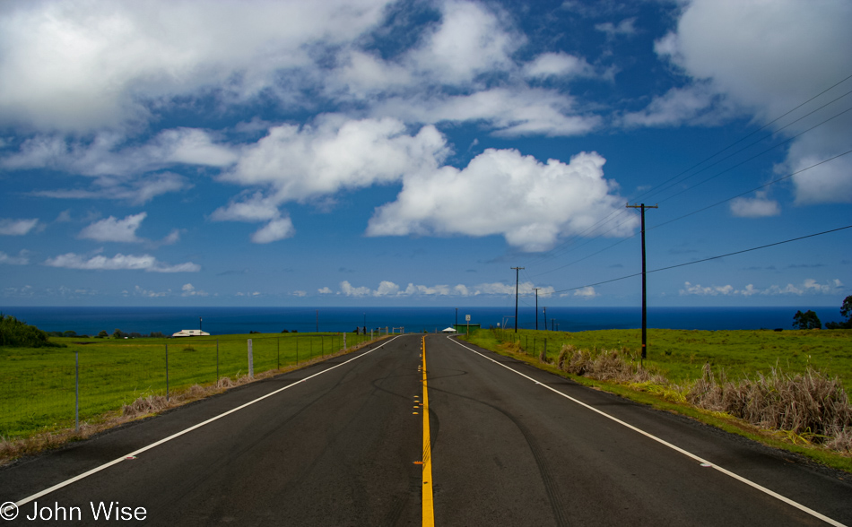 Looking at the Pacific Ocean from Honomu, Hawaii