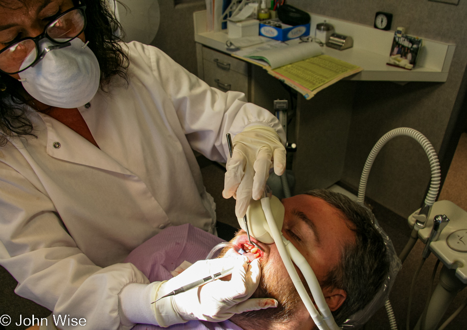 In the dentist chair getting a root planing, what I always wanted, for a second time too