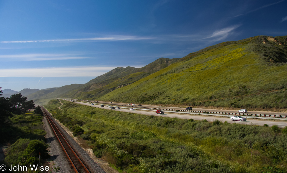 Highway 101 looking north on the drive to Santa Barbara, California