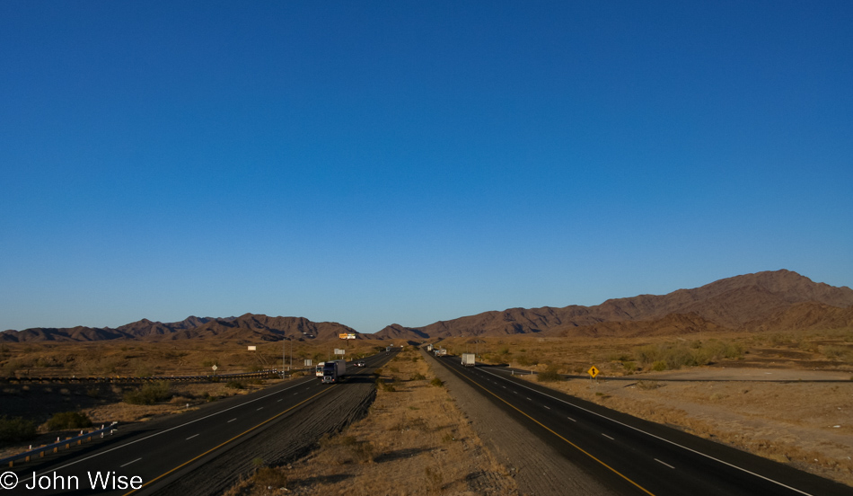 Quartzsite is on the other side of those mountains in Arizona