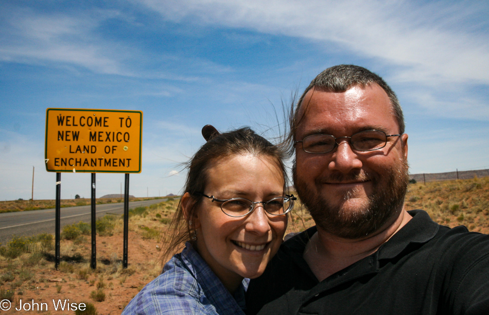 Caroline Wise and John Wise at New Mexico state sign