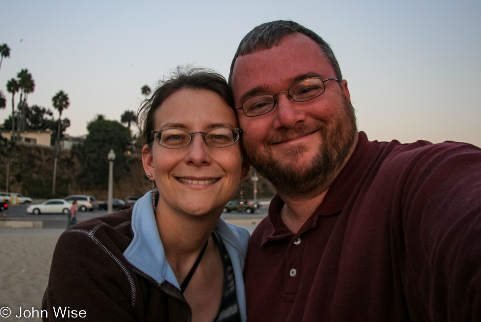 Caroline Wise and John Wise on Santa Monica Beach, California