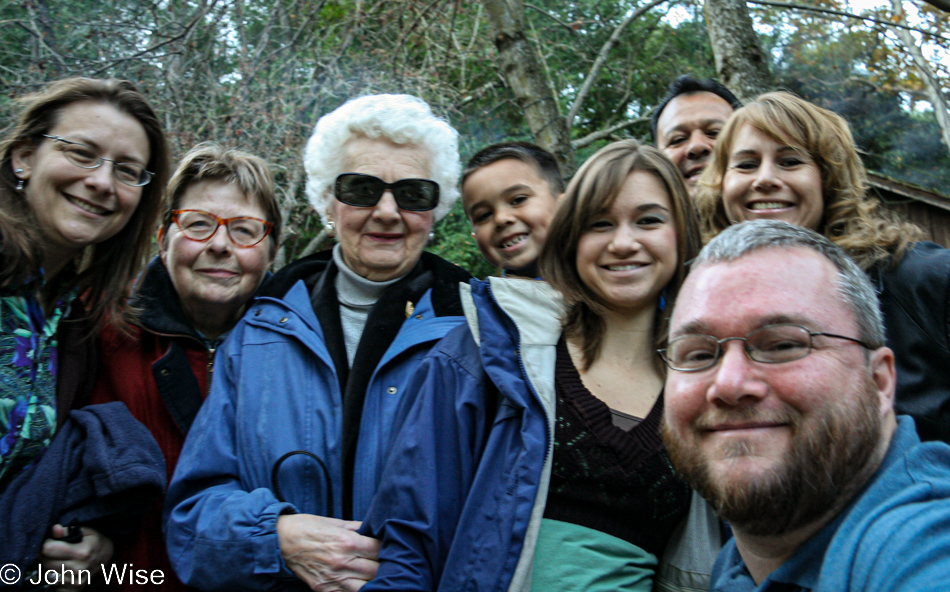 Caroline Wise, Jutta Engelhardt, Jean Kneztic, Daniel, Teresa, Sam, Nancy, and me; John Wise in Santa Barbara, California