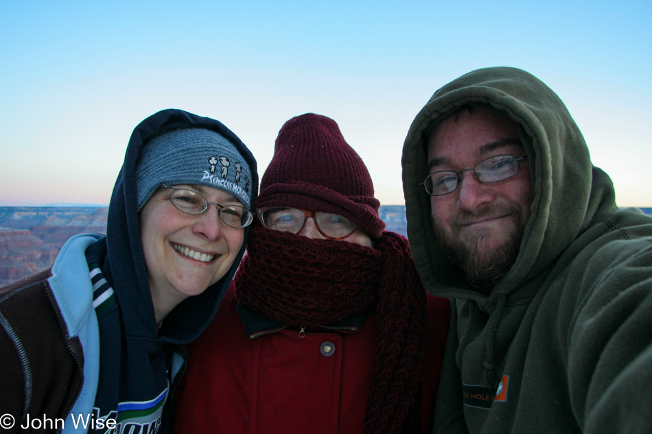 Caroline Wise, Jutta Engelhardt, and John Wise at the Grand Canyon National Park, Arizona