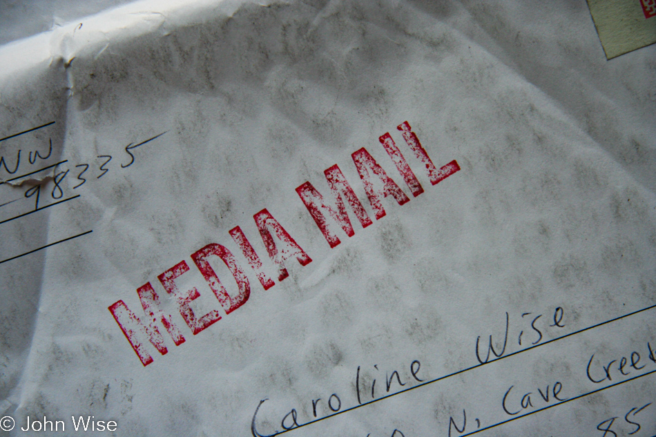 An envelope that brought a low-cost college textbook through the mail.