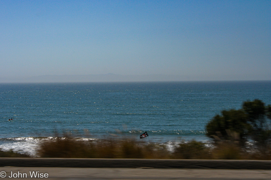 The Pacific Ocean as seen from the 101 freeway near Ventura, California