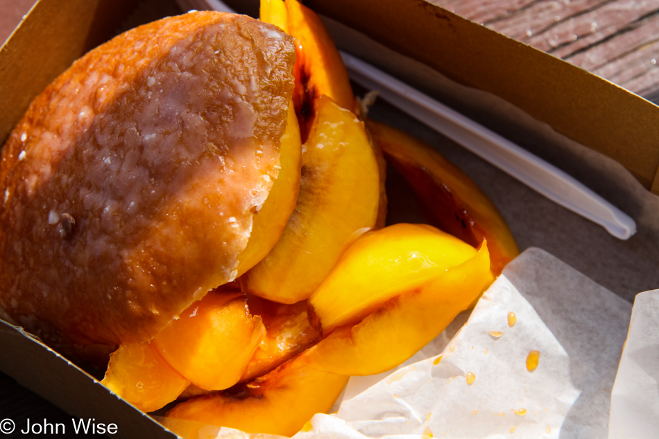 Peach Donut from The Donut Man in Glendora, California