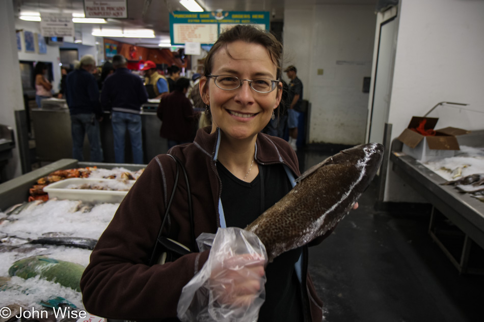 Caroline Wise at the San Pedro Fish Market, California